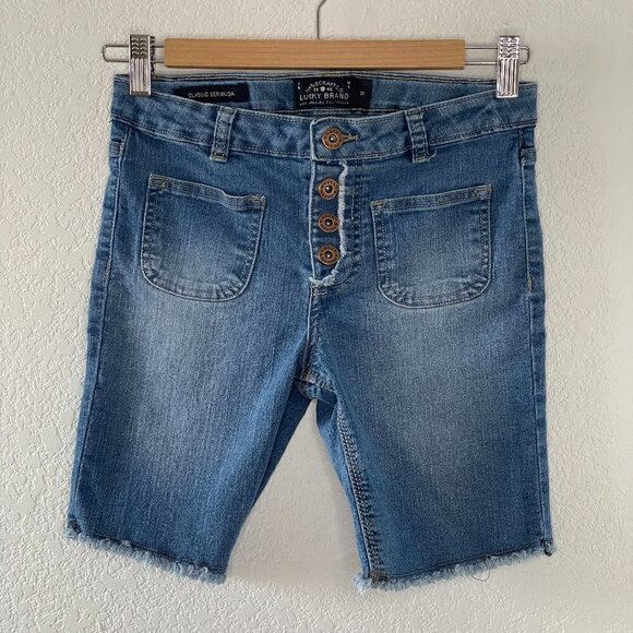 Lucky Brand Other - Lucky Brand Shorts Girls Denim Classic Bermuda Button Fly Jean Medium Wash Sz 12